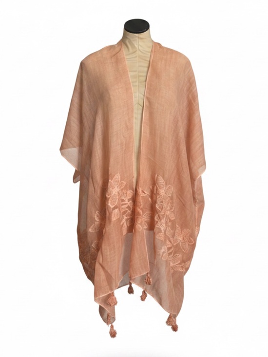 Kara and Kate Accessories - Peach Embroidered Floral Kimono Wrap - Women Accessories
